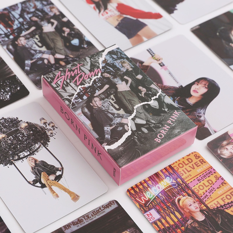 โปสการ์ดอัลบั้ม-black-pink-shut-down-born-pink-lisa-jennie-jisoo-rose-สีดํา-สีชมพู-จํานวน-55-ชิ้น-ต่อกล่อง