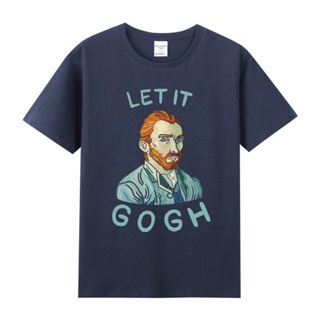 เสื้อยืดพิมพ์ลายแฟชั่น ✕Ins tide ยี่ห้อจิตรกร Van Gogh joint การ์ตูนรอบพิมพ์ผ้าฝ้ายแขนสั้นหลวมเสื้อยืดผู้ชายและผู้หญิงฤด