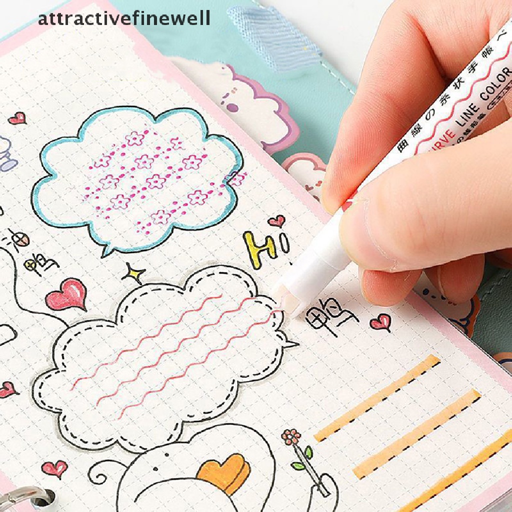 attractivefinewell-ปากกามาร์กเกอร์เส้นโค้ง-สีพาสเทล-6-สี-สําหรับวาดภาพ-ตกแต่ง-tiv