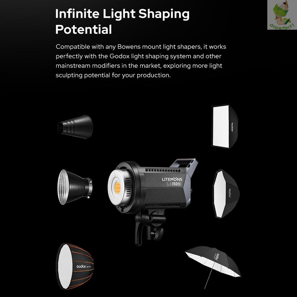 godox-litemons-la150bi-studio-led-video-light-190w-photography-light-lamp-2800k-6500k-bi-color-temperature-11-fx-lighting-effects-cri96-tlci97-bowens-mount-app-remote-control-for-home-studio-vlog-live