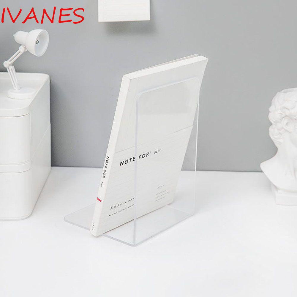 IVANES Organizer Acrylic Bookends Office Supplies Book Display Stand
