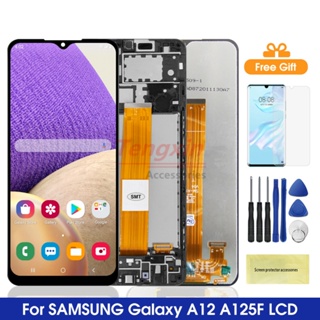หน้าจอแสดงผล Lcd A12 6.5 นิ้ว พร้อมกรอบ แบบเปลี่ยน สําหรับ Samsung Galaxy A12 A125 A125F