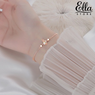 Ellastore123 สร้อยข้อมือ จี้หินมูนสโตนเทียม ดาวเคราะห์ โรแมนติก เครื่องประดับ สําหรับผู้หญิง