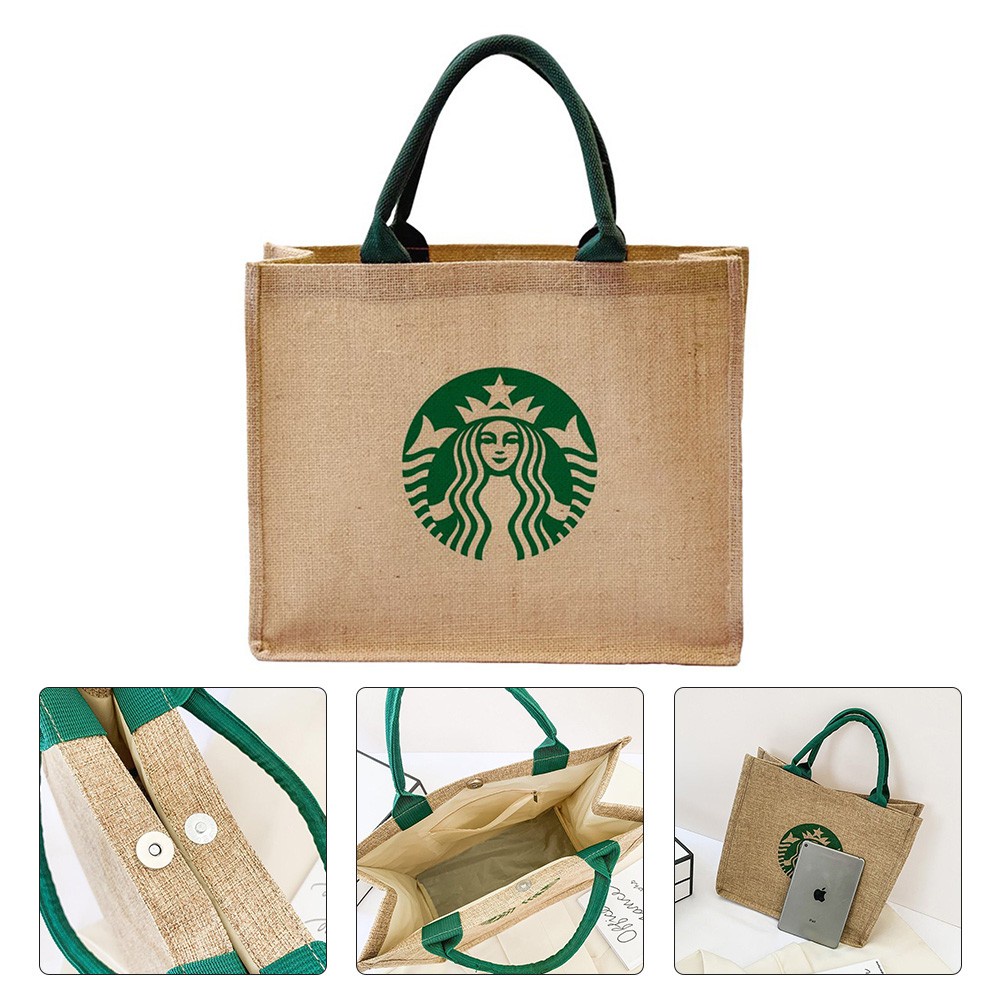 focuslife-starbucks-กระเป๋าผ้ากระสอบ-ใส่กล่องอาหารกลางวัน-สไตล์ญี่ปุ่น