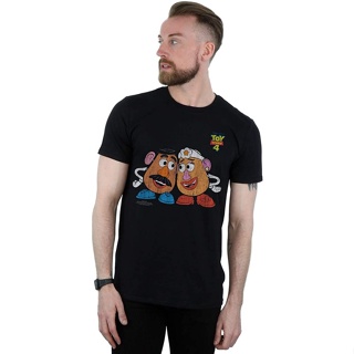 ดิสนีย์เสื้อยืดลำลอง Disney Mens Toy Story 4 Mr And Mrs Potato Head T-Shirt Disney Team8c5