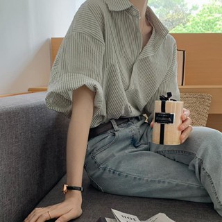เสื้อเชิ้ตแขนสั้น ผ้าชีฟอง ลายทาง แนวตั้ง พลัสไซซ์ แฟชั่นฤดูร้อน สไตล์ฝรั่งเศส สําหรับผู้หญิง 2022