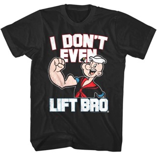 เสื้อยืด ผ้าฝ้าย พิมพ์ลายการ์ตูน Popeye The Sailorman I DonT Even Lift Bro สําหรับผู้ชาย_01