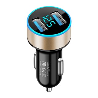 ที่ชาร์จในรถยนต์ USB คู่ แบบพกพา ที่จุดบุหรี่ในรถยนต์ พร้อมจอแสดงผล LED