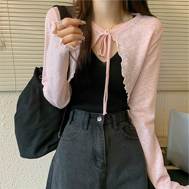 เสื้อคาร์ดิแกนแขนยาว-ผ้าเรยอนถัก-แบบบาง-กันแดด-แต่งลูกไม้-สําหรับผู้หญิง