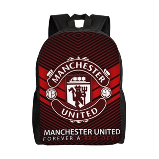 กระเป๋าเป้สะพายหลัง กระเป๋านักเรียน ผ้าแคนวาส ลาย Manchester United สําหรับผู้ชาย และผู้หญิง