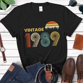 เสื้อยืด ลาย 1989 33Rd Idea For 33 Years Old Dad Grandpa Mom Grandma 80S สไตล์วินเทจ เรโทร คลาสสิก สําหรับผู้ชาย