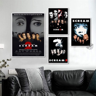 Scream คลาสสิก ภาพยนต์สยองขวัญ โปสเตอร์ภาพยนตร์ ผนัง ศิลปะ ภาพพิมพ์ ผ้าใบ โปสเตอร์ รูปภาพ สําหรับห้องนั่งเล่น ตกแต่งบ้าน
