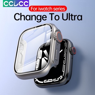 Cclcc เคสนาฬิกาข้อมือ PC แบบแข็ง พร้อมกระจกนิรภัย สําหรับ Apple Watch Series 8 7 45 มม. 41 มม. IWatch 4 5 6 Se 44 มม.