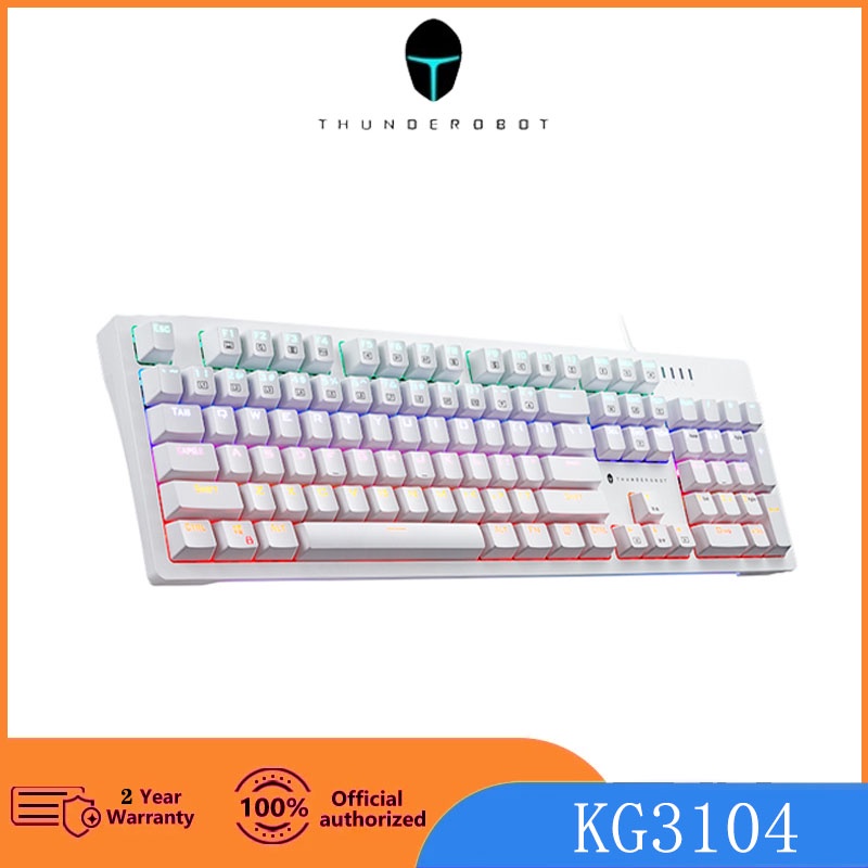 thunderobot-kg3104-rgb-คีย์บอร์ดเกมมิ่ง-มีสาย-usb-104-คีย์-สวิตช์สีฟ้า-สวิตช์สีแดง-คีย์บอร์ดสีขาว-คีย์บอร์ดเล่นเกม