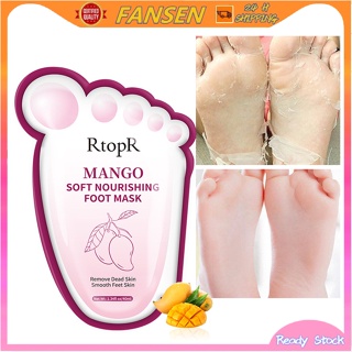 RtopR Mango Foot Mask Peel Dead Whitening Moisturizing Exfoliating Renewal Pedicure Remove Dead Skin Heel Socks Peeling Foot Care (1 Bag)