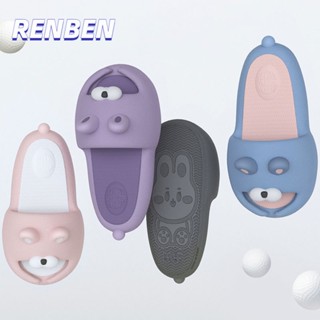 RENBEN การ์ตูนน่ารักกระต่าย Moji รองเท้าใส่ในบ้านพื้นนุ่มกันลื่นในบ้านรองเท้าแตะพื้นหนา