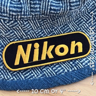 โลโก้ Nikon ตัวรีดติดเสื้อ อาร์มรีด อาร์มปัก ตกแต่งเสื้อผ้า หมวก กระเป๋า แจ๊คเก็ตยีนส์ Hipster Embroidered Iron on Patch