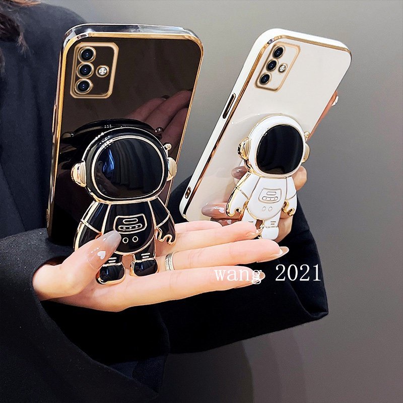 2023-new-casing-เคส-samsung-galaxy-a54-a34-a24-a14-lte-4g-5g-phone-case-fashion-cute-cartoon-astronaut-invisible-stand-electroplated-holder-soft-back-cover-เคสโทรศัพท