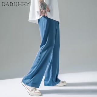 DaDuHey🔥 【M-5XL】Mens 2023 New Korean Style Fashion Trend Ice Silk Casual Pants Elastic Band All-Matching Jogger Pants