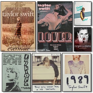 ขายดี โปสเตอร์ผ้าใบ พิมพ์ลายนักร้อง Taylors-Swifts สไตล์เรโทร สําหรับตกแต่งผนังบ้าน บาร์ คาเฟ่ ห้องดนตรี