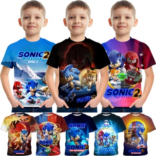 เสื้อยืดแขนสั้น พิมพ์ลายการ์ตูนโซนิค [Sonic the Hedgehog 2] แฟชั่นฤดูร้อน สําหรับเด็กผู้ชาย ผู้หญิง อายุ 3-13 ปี