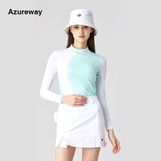 Azureway เสื้อยืดแขนยาว คอปก ป้องกันแดด แบบแห้งเร็ว เข้ากับทุกการแต่งกาย แฟชั่นฤดูใบไม้ผลิ และฤดูร้อน สําหรับผู้หญิง