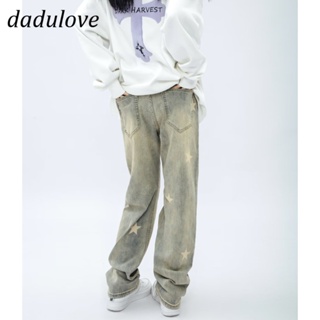 DaDulove💕 New American Hip-hop Yellow Mud Jeans Star Pattern Ripped Wide-leg Pants WOMENS plus Size Trousers