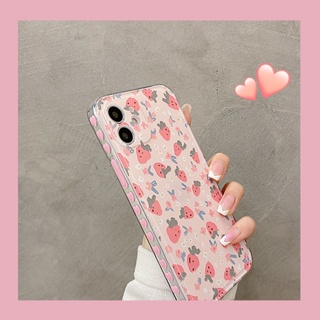 Side Small Floral Strawberry Phone Case For Iphone12promax Apple 11 Phone Case X/Xs Japanese and Korean 8plus Soft XR