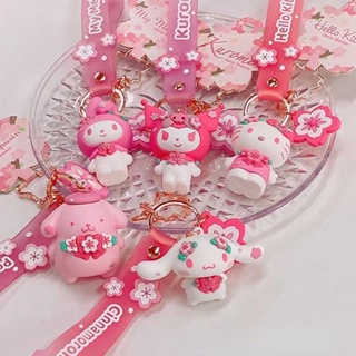 SANRIO พวงกุญแจ PVC ลายการ์ตูน Hello Kitty Kuromi Melody Cinnamoroll Sakura น่ารัก สําหรับเด็ก