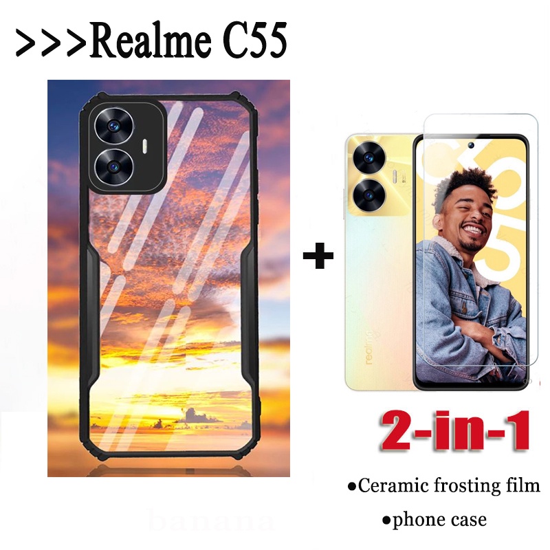 2in1-oppo-realme-c55-c-55-c-5-5-acrylic-phone-case-ceramic-frosted-film