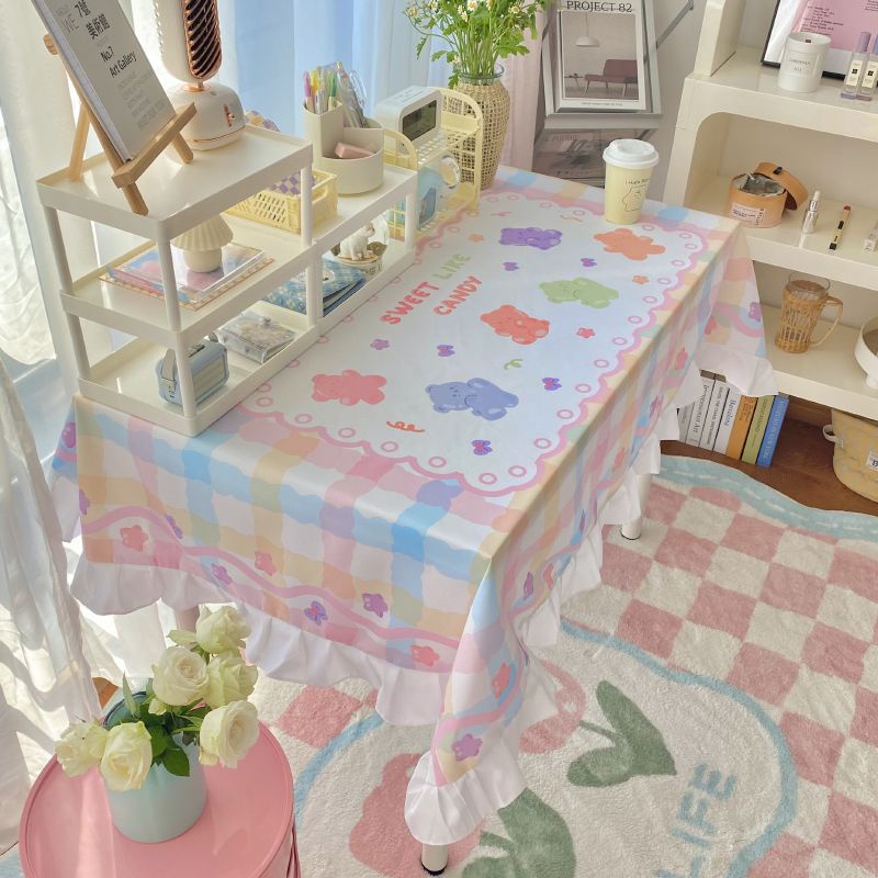 ผ้าปูโต๊ะ-ผ้าลูกไม้-ลายการ์ตูนหมีน่ารัก-สําหรับตกแต่งห้อง