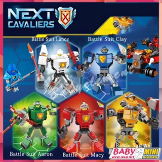 Nexo KNIGHTS Mecha Suit Macy Axl Lance Aaron บล็อคตัวต่อดินน้ํามัน ของเล่นสําหรับเด็กผู้ชาย