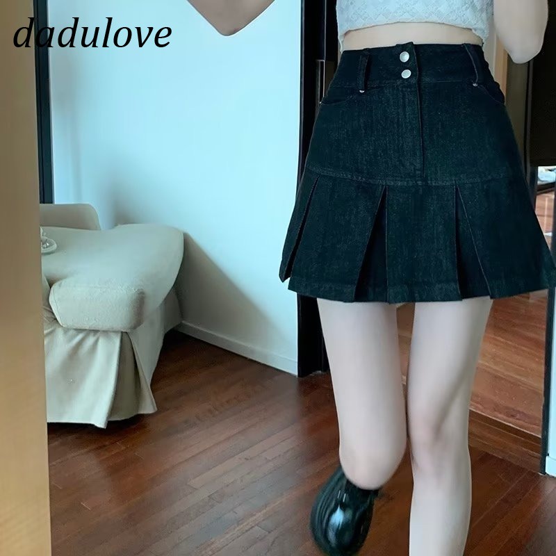 dadulove-new-korean-version-of-ins-high-waist-denim-skirt-loose-skirt-niche-short-skirt-package-hip-skirt