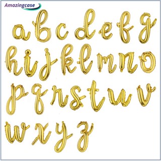 Amaz ลูกโป่งฟอยล์ตัวอักษร a-z สีทอง 18 นิ้ว สําหรับตกแต่งงานวันเกิด งานแต่งงาน