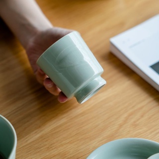 Song Qingglaze Series Celadon Arowana Master Cup [Huayun] ชุดถ้วยชา ความจุขนาดใหญ่ สไตล์เรโทร [A019]