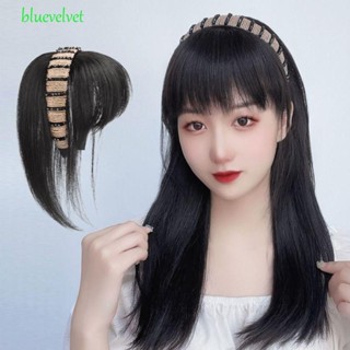 BLUEVELVET Fake Hair Band Bangs Daily High quality Straight Women Brown Hair Extension Hair  Accessories Cover White Hair Girls 3D Air Bangs Wig