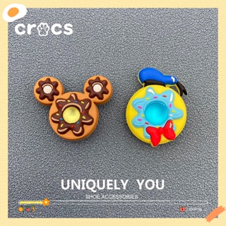 Crocs ของแท้ รูปดอกไม้ โดนัลด์ดั๊ก ดิสนีย์ มิกกี้เมาส์ ช็อคโกแลต อุปกรณ์เสริมรองเท้า