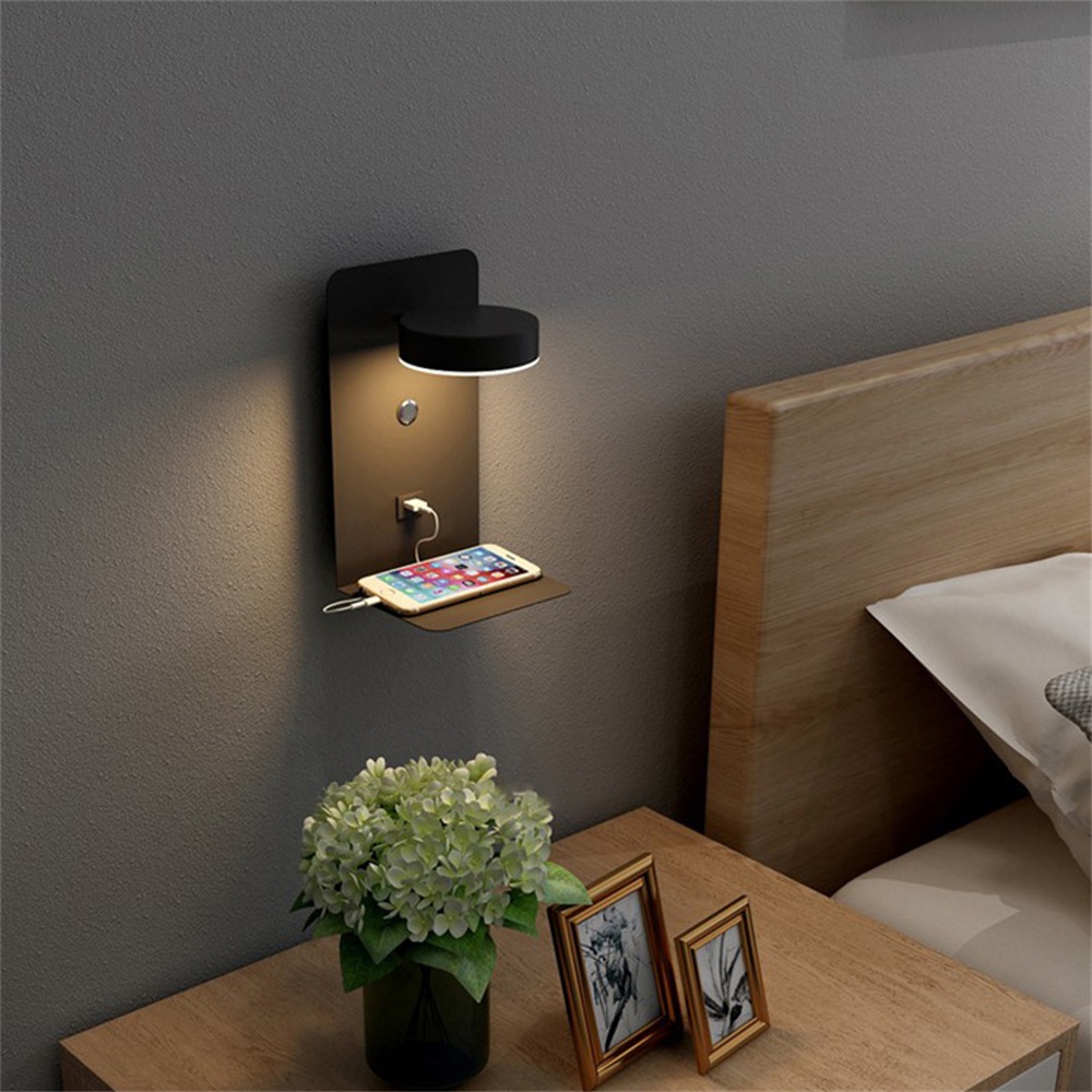 ไฟติดผนัง-led-พร้อมสวิตช์และอินเตอร์เฟส-usb-แฟชั่นสีขาวสีดำโคมไฟทางเดินโคมไฟทางเดินศิลปะโคมไฟโคมไฟติดผนังห้องนอนซินเทีย