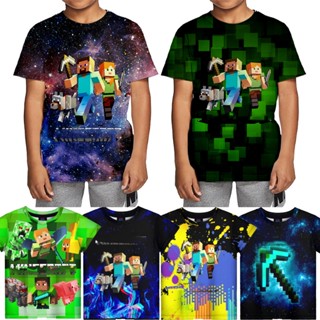*3-13 Yea* เสื้อยืดลําลอง แบบสวมหัว พิมพ์ลายเกมกระบะทราย แฟชั่น สําหรับเด็กผู้ชาย ใส่ไปงานปาร์ตี้