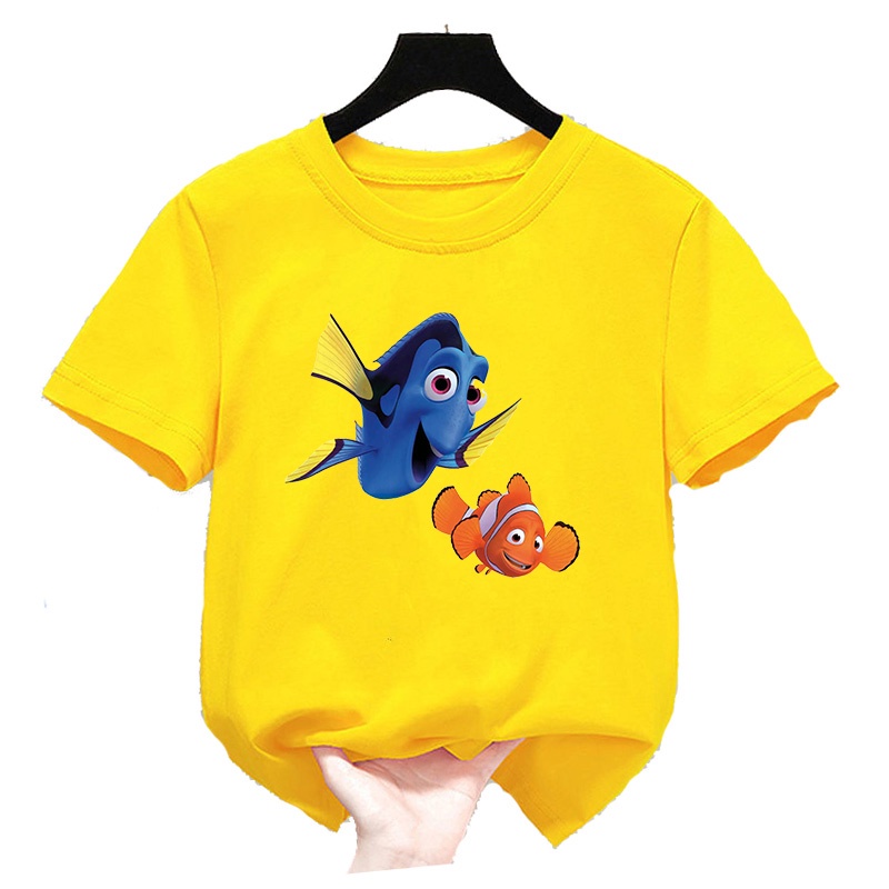 เสื้อยืดลําลอง-ลายการ์ตูนนีโม่-สวมใส่สบาย-สําหรับเด็กผู้ชาย-และเด็กผู้หญิง