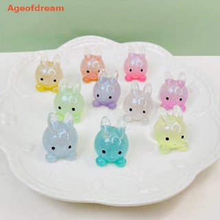 [Ageofdream] 2Pcs Miniature Luminous Resin Rabbit Ornament Cute Cartoon Bunny Ornaments New