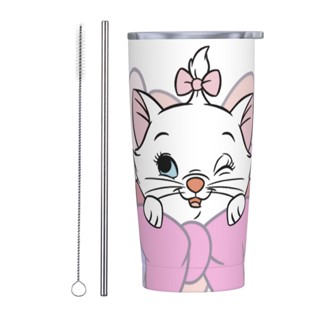 Disney Marie Cat แก้วกาแฟ พร้อมหลอดดูด 20 ออนซ์ 304 ด้านนอก 201 สําหรับรถยนต์