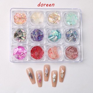 Doreen อุปกรณ์ตกแต่งเล็บ ไข่มุก หอยเป๋าฮื้อ 12 ช่อง 3D บางมาก สําหรับตกแต่งเล็บ