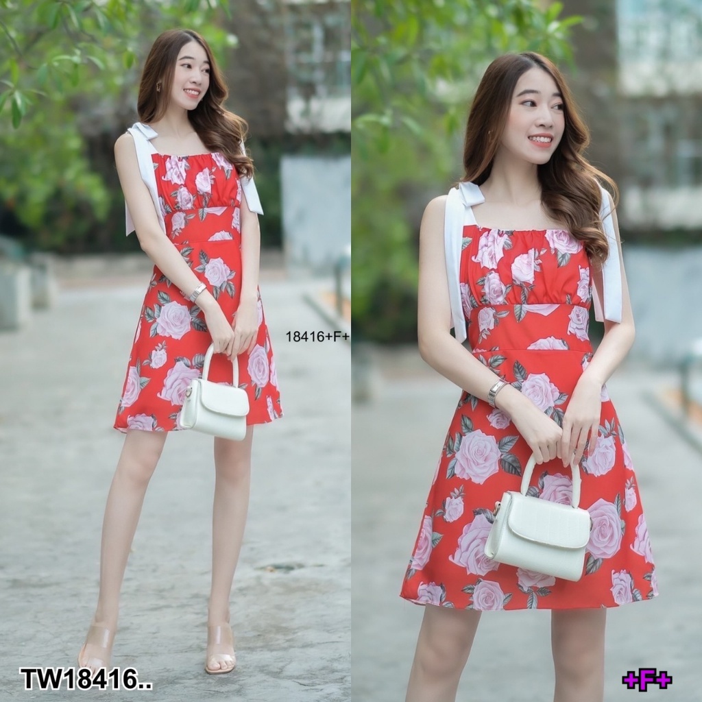 s4u-พร้อมส่ง-เดรสสายผูกไหล่-ดอกไม้-เสื้อผ้าแฟชั่นผู้หญิง-ชุดไปทะเล-ชุดเซ็ท-ชุดเดรส