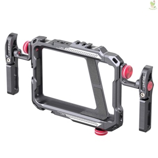 Ulanzi Lino Metal Phone Cage Smartphone Video Rig Aluminum Alloy Dual Handles with 1/4 Inch Screw Holes Cold Shoe Mount Rrri Locating Hole Replacement for iPhone 13 mini/ 13 Pro Max/ X