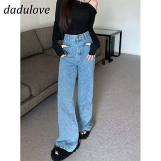 DaDulove💕 New Korean Version of INS Grid Jeans WOMENS High Waist Loose Wide Leg Pants Large Size Trousers