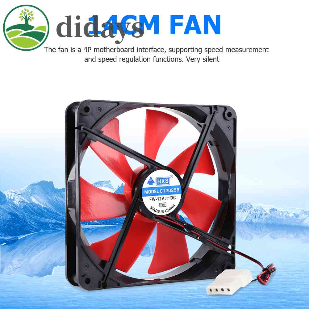 140mm 4 Pin Silent PC Case Cooling Fan CPU Cooler 12V Radiator Heatsink ...