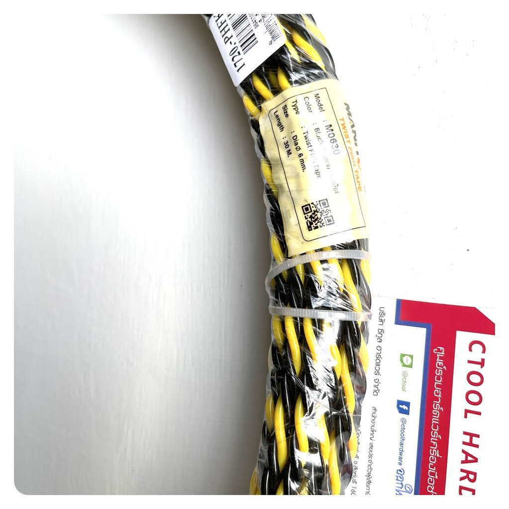 ฟิตเทปไนล่อนตีเกลียว-pvcสีเหลืองดำ-m0630-6mm-ยาว15-เมตรและ-30-เมตร-manitools-black-yellow-twist-fish-tape-by-ctoolhar