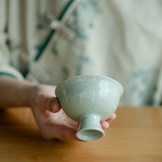 Song Qingglaze Series Celadon Orchid Master Cup [Huayun] ชุดถ้วยชา ความจุขนาดใหญ่ สไตล์เรโทร [A019]