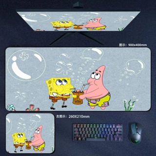 Spongebob SquarePants แผ่นรองเมาส์คอมพิวเตอร์ แผ่นรองคีย์บอร์ดคอมพิวเตอร์ การ์ตูนน่ารัก ขนาดใหญ่ การเรียนรู้ แผ่นรองโต๊ะ เด็กผู้หญิง